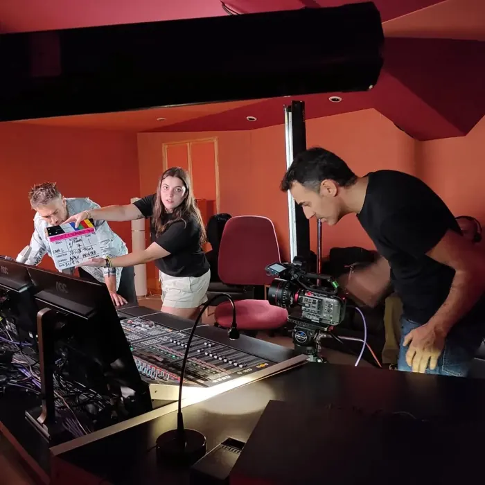 Rodando en un estudio de grabación
